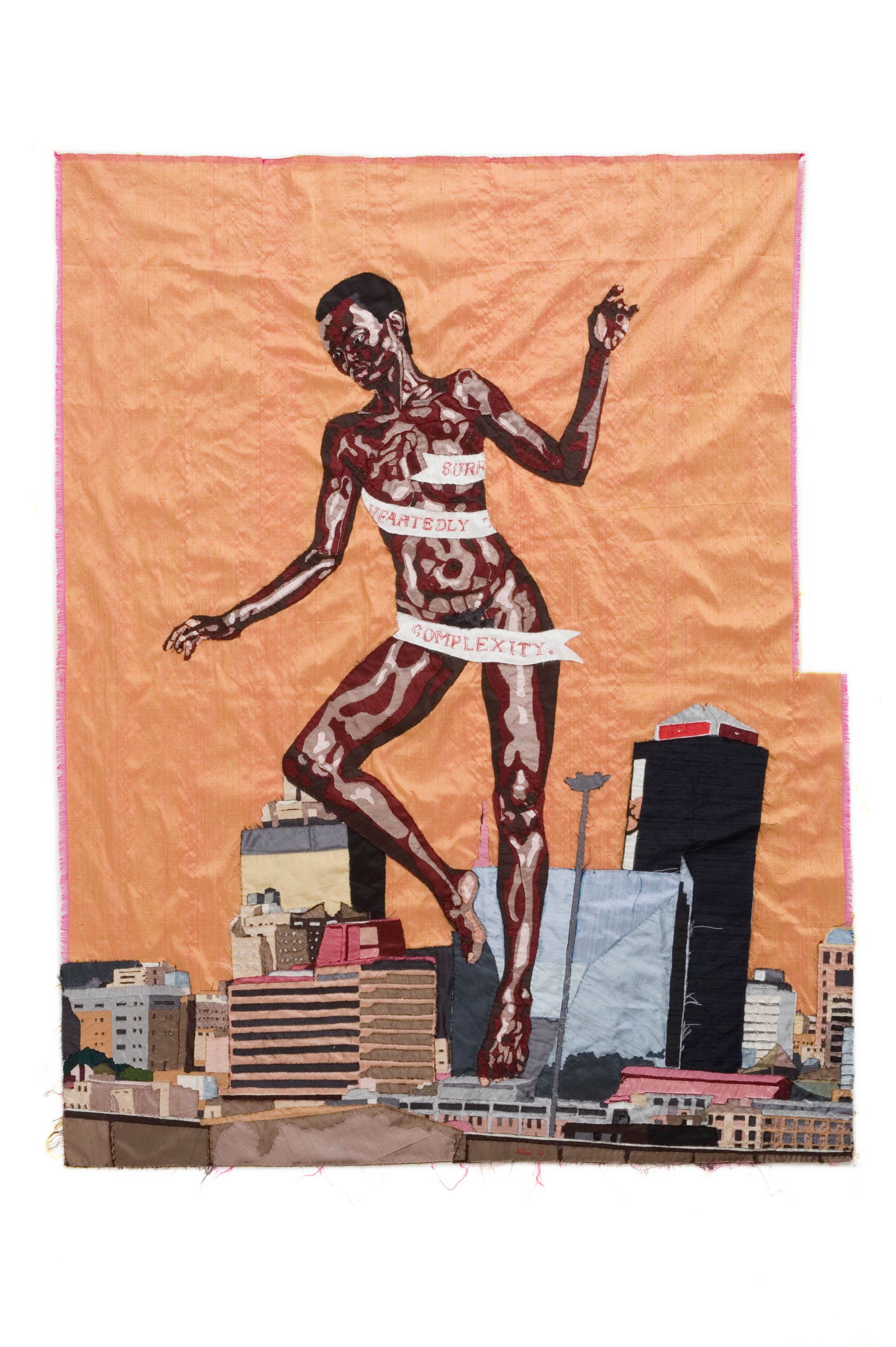 Billie Zangewa, The Rebirth of the Black Venus, 2010 - soie, 135 x 100 cm (avec cadre), 152 x 118 x 4 cm (avec cadre) Courtesy Collection Gervanne + Matthias Leridon © JW White/Phocasso