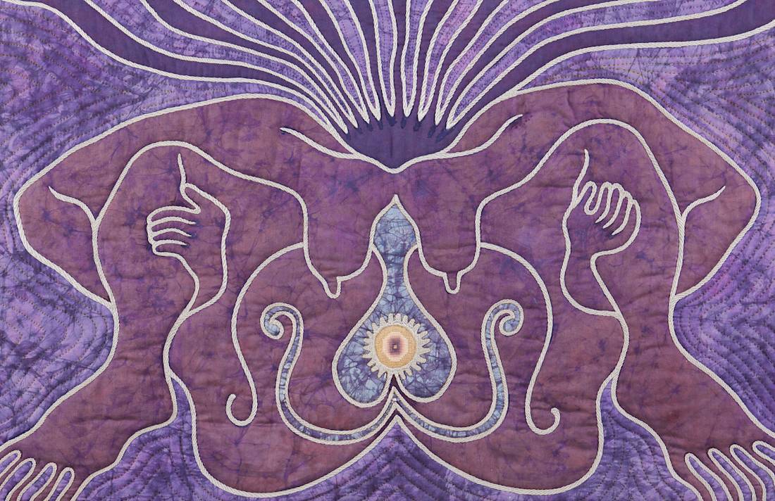 Judy Chicago, Childbirth in America: Crossing Quilt 7/9, 1982