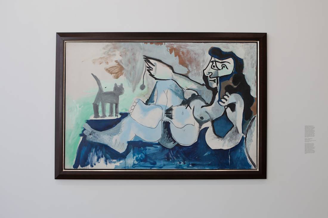 PABLO PICASSO - Femme nue couchée jouant avec un chat, 1964 huile et ripoline sur toile Nahmad Collection